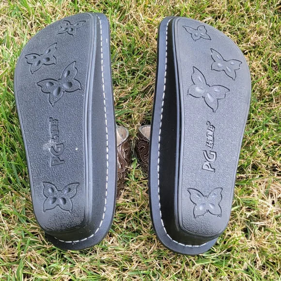 Alegria, Brown Tooled Patent Patterned Women's Shoes 8.5 - Picture 6 of 6